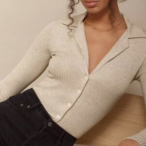 Reformation Irina Ribbed Long Sleeve Top size S